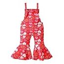 Toddler Baby Girl Jumpsuit Romper Boho Overalls Bell-Bottom Pants Baby Girl Clothes, Heart Red, 12-18 Months