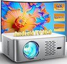 CIBEST Projector with WiFi and Bluetooth - 4K Support Android TV 10 Native 1080P Full-Sealed Optical Engine Home Movie Portable Outdoor Projector with Netflix/Prime Video Built-in, Autofocus Apps