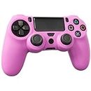Assecure pro soft silicone skin grip protective cover for Sony PS4 controller rubber bumper case with ribbed handle grip [Playstation 4] (Pink)