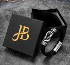 Infinity Knot Men's Leather Bracelet in Black | Stainless Steel Mens Bracelets