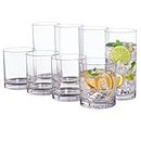 US Acrylic Classic 8 Piece Premium Quality Plastic Tumblers in Clear | 4 Each: 12 Ounce Rocks and 16 Ounce Water Drinking Cups | Reusable, BPA-Free, Made in The USA, Top-Rack Dishwasher Safe