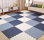 SIGNATRON Puzzle Flooring || Kids Interlocking Play mat || Baby Play Mat || Play mats for Kids || 12 MM Thick (12 Tiles - 48 Square Feet, Navy Blue - Grey - White)