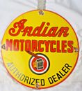 VINTAGE INDIAN MOTORCYCLES PORCELAIN SIGN PUMP PLATE GAS STATION OIL