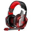 VersionTECH. G2000 Gaming Headset for PC PS4 Xbox One, Gaming Headphones with Noise Cancelling Mic, Volume Control, LED Lights for Mac, Laptop, Games -Red