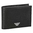 Emporio Armani Y4R165Y138E Men's Bifold Wallet, Black, Black, Free Size