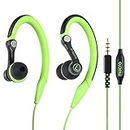 mucro Running Headphones Wired Sports Over Ear Earphones With Microphone, Sweatproof in Ear Hook Workout Gym Jogging Earbuds for iPhone iPod Samsung Mobile Phones