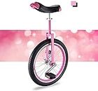 Monociclo for Adult Kids Girl'S/Kid's/Adul's/Woman'S Trainer Monocycle, 16" 18" 20" Wheel Monociclo Balance Bike Bicicletta da Allenamento per Età 9 Anni in su (Color : Pink, Size : 18 Inch Wheel)