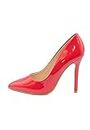 Womens High Heel Pointed Toe Pumps Smart Office Work Courts Shoes Ladies Pumps Party Prom Wedding Bridal Occasion Heeled Court Stiletto Heels Shoes Size Red Patent