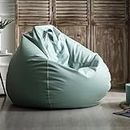SXBCyan Bean Bag Chair Adult Big Faux Leather Bean Bag Cover Waterproof Lazy Bean Bag Chair Without Filler Outdoor Beanbag Chaise Lounger Pouf Salon Game Movie Sac Puff (Color : Green, Size : 135CM)