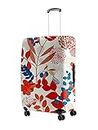 Cortina Tropical Print Travel Suitcase Protective Cover|Medium|Fit 22-26 Inch Luggage|Eco-Friendly|Polyester-Spandex|65cm (24 inch)|Luggage Protectors|Anti Scratch|Pack of 1|White 1
