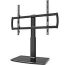 Universal TV Stand/Base Tabletop TV Stand with Wall Mount for 32 to 65 inch 4 Level Height Adjustable, Heavy Duty Tempered Glass Base, Holds up to 45kgs Screens, HT03B-002P…