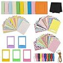 86 Pcs Instant Camera Accessories Kit with Colorful Photo Border Sticker Wall Hanging Paper Frame Plastic Table Picture Frames Hanging Clips Microfiber Cloth for Fujifilm Instax Mini 9 Mini8 Mini 8+