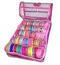 atorakushon® Satin 5 Roll Bangle Box Jewellery Pouch Make Up Box Travelling Wardrobe Organizer For Women's (Pink)