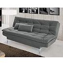 AMATA Eagle Sofa Cum Bed with Two Cushions Perfect for Home Living Room and Guests (Dark Grey) (Wood,Suede,Velvet) 3-Person Sofa