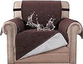 BellaHills 100% Waterproof Chair Covers for Living Room Armchair Covers for Dogs/Pets Leather Couch Cover Furniture Chair Protector with Non-Slip Strap,Machine Washable (Chair 21", Brown)