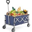 Wagon Cart Foldable Utility Wagons: Ohuhu Collapsible Folding Outdoor Garden Carts with Wheels, 85L/330 LB Capacity Heavy Duty Portable Grocery Wagon for Sports Camping Picnic Shopping