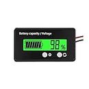 CGEAMDY Battery Meter, DC 12V 24V 36V 48V Battery Capacity Indicator with Alarm, Lead Acid and Lithium Ion Voltage Monitor Indicator, Suitable for Car, Golf Cart, RV, Marine(Green)