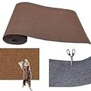 Cat Scratching Mat, Self-Adhesive DIY Trimable Carpet Pad Cat Scratching Board, Cat Climbing Wall Wear-Resistant, Scratch-Resistant Sofa Protection (L,Brown)