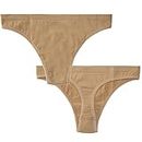 DANCEYOU Seamless Thongs No Show Nude Dance Underwear 2 Packs Low-Rise Panties Under Leotards for Girls Women, LC/XLC