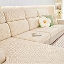 Upgraded Couch Covers- Wear-Resistant Universal Sofa Cover, Stretch Couch Cushion Slipcovers Replacement, Anti-Slip L Shape Sofa Covers, Chaise Lounge Sofa Slipcover (Color : Creamy White, Size : L