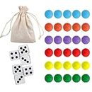 30 Wahoo Board Game Replacement Marbles 5 Each of 6 Colors, 6 Dice and a Play Bag for Aggravation Wahoo Board Game