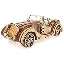 Ugears Roadster VM-01 | Collectible Cars Wooden Gear Puzzle | Classic Car Model DIY Kits for Adults | Hand-Crank Powered Puzzle Functional Vehicles with Working Pistons, Wheels, Shocks