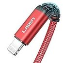 (10ft / 3m) LISEN Lightning to USB-A Cable, [Apple MFi Certified] 10 Feet Long iPhone Charger, Durable Nylon Braided Fast Charging Cord Compatible with iPhone 11/Pro/X/Xs Max/XR/8 Plus /7 /iPad-Red