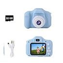ZAOFEPU Kids' Digital Cameras, Mini Dual Camera Rechargeable Children's Camera Gift, Boys and Grils Aged 5 to 9 Years Old, 8 Million HD Video 2 inches Screenfor Outdoor Play (32GB Card, Blue) (Blue)