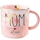 VILIGHT New Mom Gifts for Women - Pregnancy Gifts for First Time Moms est 2024 Expecting Mothers - Pink Marble Mug Ceramic Coffee Cup 11oz