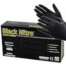 Packware Nitrile Disposable Black Gloves - Latex & Powder Free Work Gloves - Non-Sterile Natural Rubber Gloves for Medical Use, Sensitive Skin, Cleaning and General Use - 100pcs (XL) Black