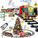 FRUSE Remote Control Train Set,Electric R/C Train Toy for Kids w/Smokes,Lights & Sound,Railway Kits w/Steam Locomotive Engine,Cargo Cars & Tracks,Ideal for 3 + Year Old Kids