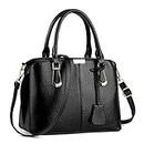 Pahajim Fashion Women Handbags PU Leather Adjustable Handle Satchel Shoulder Bags Ladies Tote Bag Casual for Outdoor Working Gifts for Womens(Black)
