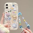 Cute Phone Case for iPhone 11 Teens Case with Cute Clear 3D Bear Floral Aesthetic Phone Case with Lovely Bear Heart Charm Phone Case Girly Woman