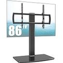 Universal TV Stand/Base Tabletop TV Stand with Wall Mount for 40 to 86 inch 5 Level Height Adjustable, Heavy Duty Tempered Glass Base, Holds up to 66kgs Screens, HT03B-003P…
