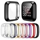 omee 8-Pack Screen Protector Case Compatible with Fitbit Versa 3 & Fitbit Sense,Soft TPU Plated Bumper Full Cover Protective Case for Fitbit Sense & Fitbit Versa 3 Smartwatch