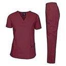 Dagacci Medical Uniform Womens and Mens Scrub Set Unisex Medical Scrub Shirt Top and Pant, Burgundy, Medium, Short Sleeve