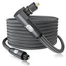 EMK Optical Digital Audio Cable,90 Degree Toslink Cable 360 Degree Free-Rotating,S/PDIF Cord for Home Theater,Sound Bar,TV,PS-4,Xbox,VD/CD Player,Game Console& More,(5M/16Ft)-(EPl-704OC),Grey