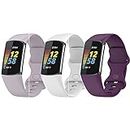 Chofit Waterproof Bands intended for Fitbit Charge 5 intended for Women Men,Breathable Sport Band Replacement Wristbands intended for Charge 5 Small and Large (Two Purple&White, Small)