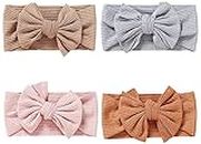 WADY 4 Pack Baby Girl Headbands Bows Turban Knotted Nylon Newborn Headbands Infant Toddler Bows Child Hair Accessories (Sets A) Girls Kids Hair Accessories for Girls Headbands Head Bands Skin Care (Pink)
