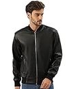 Leather Retail Men's Solid Jacket (LRELBLSM019_Black_S)