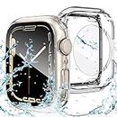 Goton 2 in 1 Waterproof Case for Apple Watch Series 9 8 7 Screen Protector 45mm, 360 Hard PC Protective Glass Face Cover Bumper + Back Frame for iWatch 9 8 7 Accessories 45 mm, Clear