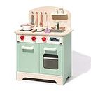 ROBUD Wooden Play Kitchen Kids Kitchen Playset Pretend Play Kitchen Sets Toy Kitchen for Girls Boys Gift (Green)