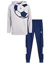 RBX Boys' Jogger Set - 2-Piece Thermal Sports Hoodie and Tricot Joggers (Size: 8-12), Size 10, Grey Soccer