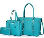 3pc Montana West Turquoise Tote Hand Bag And Wallet