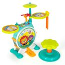 Costway Electric 3-Piece  Kids Drum Set Musical Toy Gift w/Microphone Stool