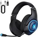KAPEYDESI Wireless Gaming Headset, 2.4GHz USB Gaming Headphones for PS5, PS4,Switch,PC,Mac with Bluetooth 5.2, 40H Battery, ENC Noise Canceling Microphone, 3.5mm Wired Jack for Xbox Series (Black)