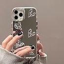aiyaya Cute Silver 3D Heart Trendy Mirror Phone Case for iPhone 11 Pro Case for Teen Girls Women - 5.8 Inch