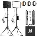 2-Pack LED Video Light Kit, NiceVeedi 2800-6500K Dimmable Continuous Photography Lighting with Tripod Stand & Phone Holder, 63” Studio Light for Video Recording, Shooting, Game Streaming, YouTube