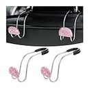 JNNJ 2 Pieces Bling Car Headrest Hook, Bling Backseat Organizer Hanger for Purse Clothes Grocery Bag, Rhinestones Auto Headrest Storage Holder, Car Seat Accessories for Most Vehicle(Pink)