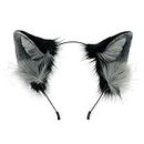 Yytcsjz Hecho A Mano Wolf Fox Ears Animal Cosplay Cute Head Accesorios para Halloween Christmas Cosplay Party (Color : Grigio, Size : 19cm)